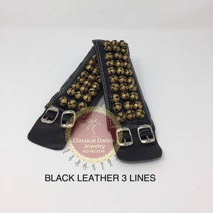 Black Leather | salangai/Ghungroo/anklets /bells/Payal | Bharatnatyam, Kuchipudi, Kathak | Classical Dance Jewelry
