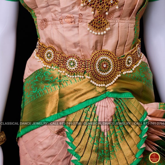 green emerald velvet dress Best Bharatanatyam Costume - Shanthi Tailors