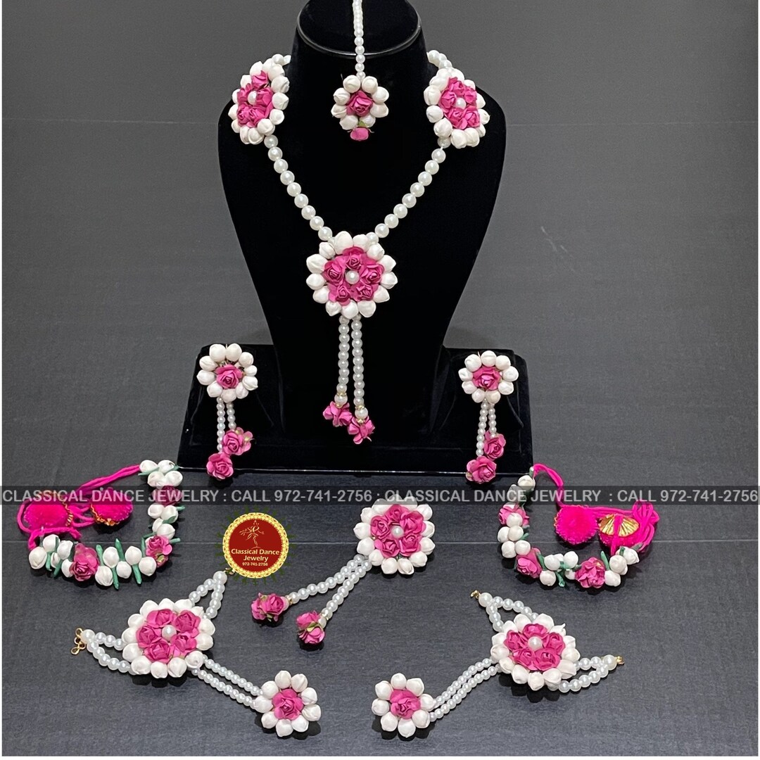 Hot Pink Flower/phool Indian Jewelry | Mehendi, Henna, Haldi, Parties ...