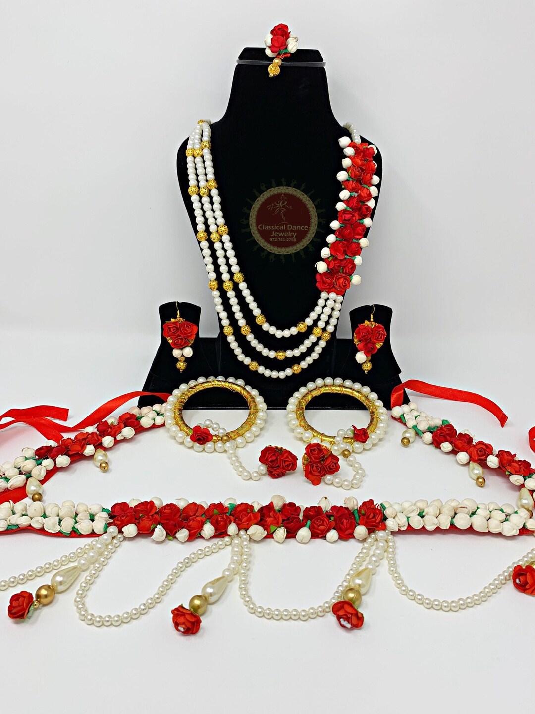 Red Jasmine Phool Flower Indian Jewelry | Bridal/wedding/babyshower ...