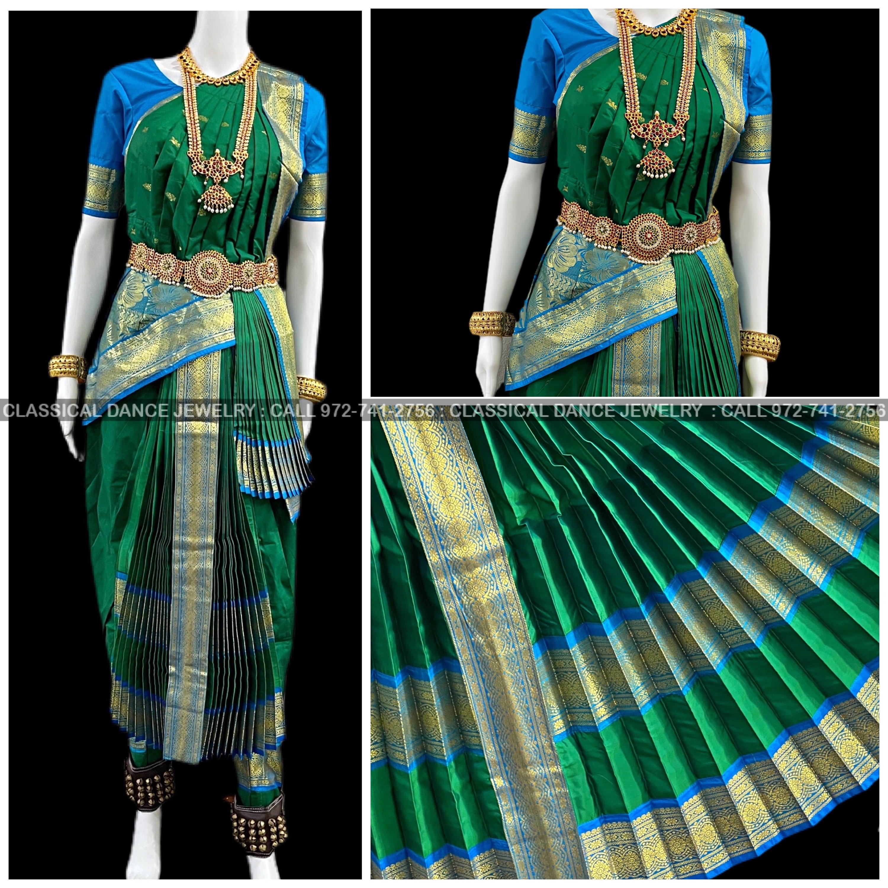 green emerald velvet dress NATKHAT DRESS - ओडिसी शास्त्रीय नृत्य बहुरंगी व्यावसायिक पोशाक