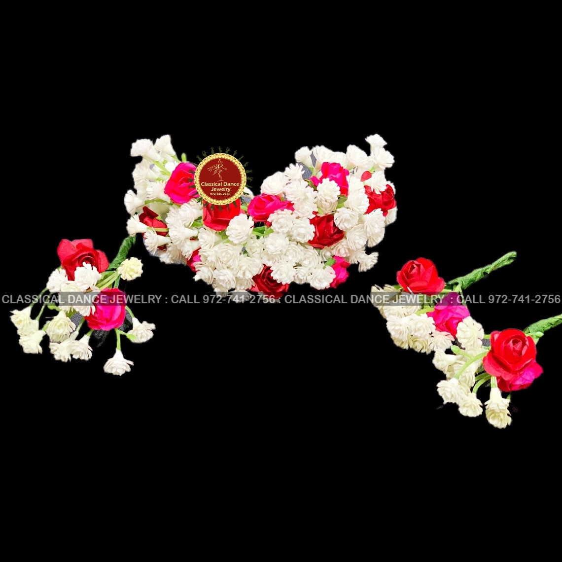 Babys Breath Pink and Red Flowers Veni Indian Hair Piece Etsy