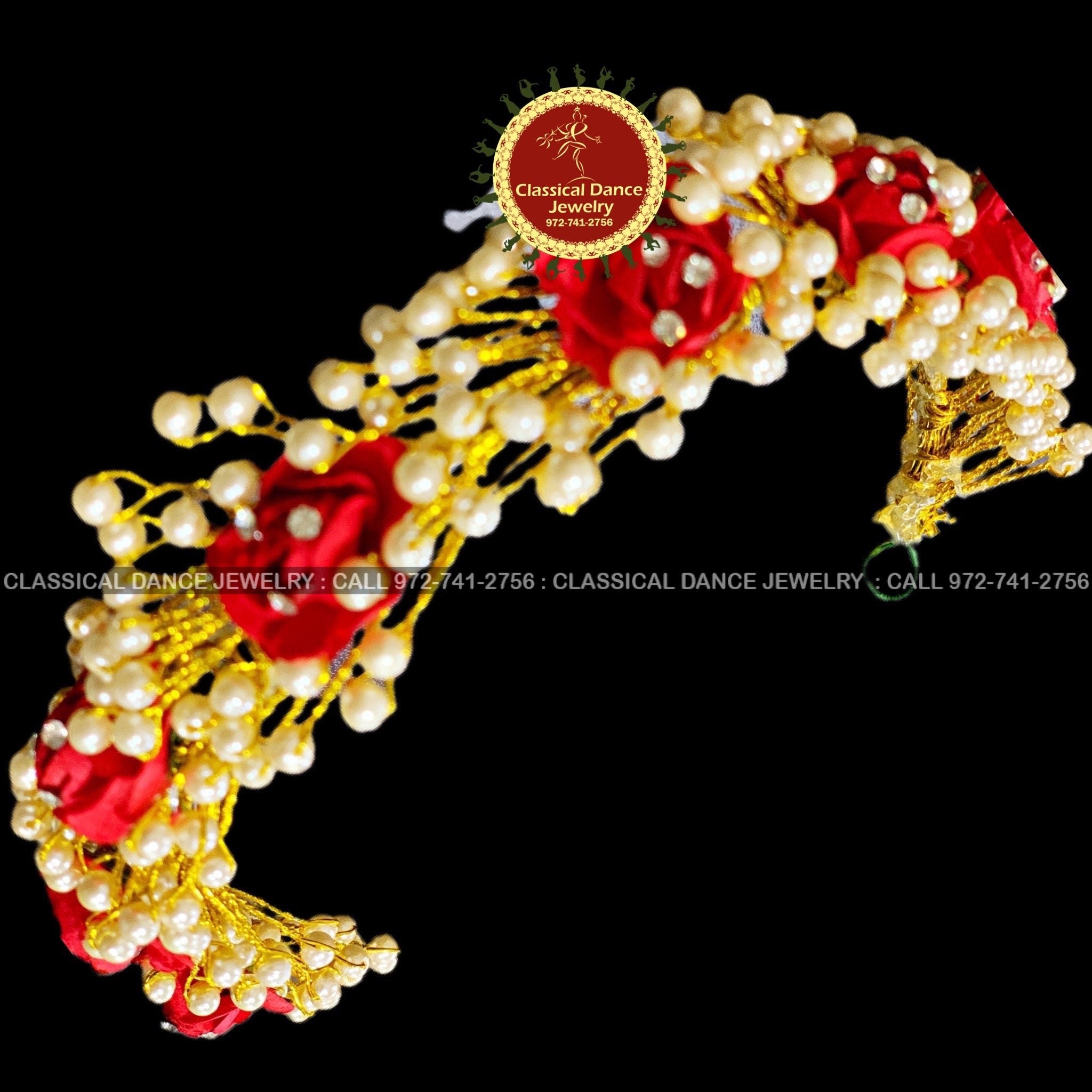 RED Flowers PEARLS Veni Indian Hair Piece Hair Bun Juda Etsy