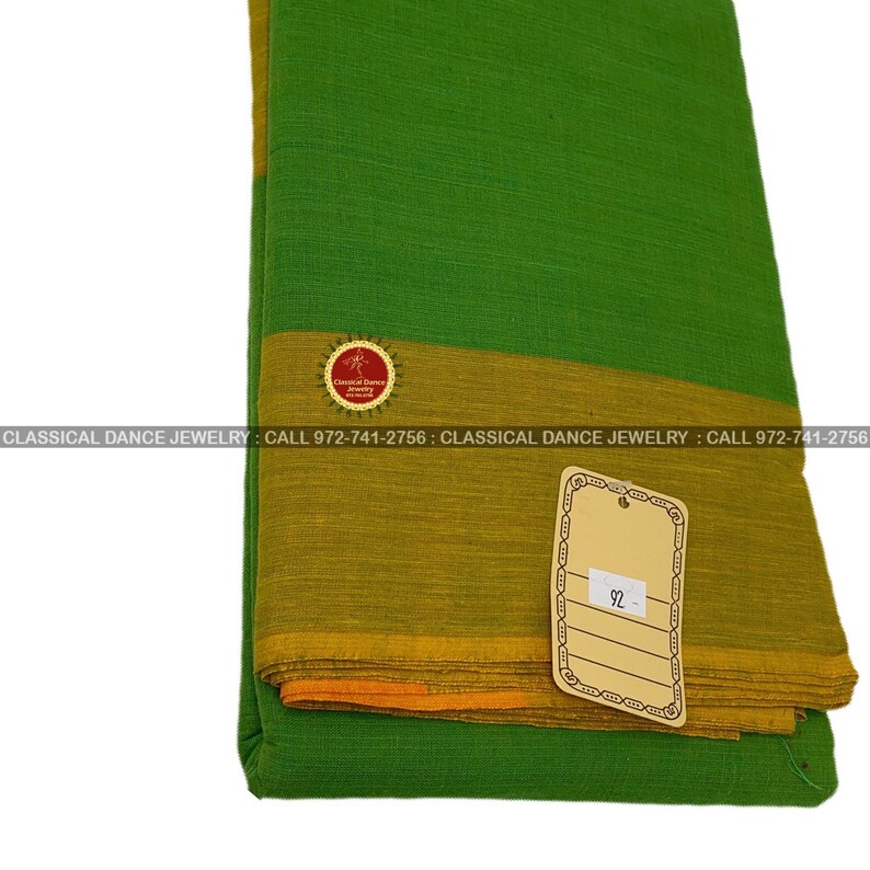 Kuchipudi Classical Dance Jewelry halfsareeKalakshethra sarees Bharatnatyam Parrot Green Mustard Border Dance practice sarees