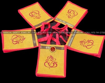 Jute Ganesh Potli Thamboolam bags | Mustard Orange color | Haldi kumkum  Pongal, diwali, Parties, Events, Weddings | Classical Dance Jewelry