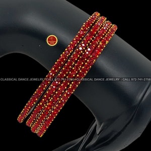 Red Stone Indian Jewelry Bangles | Bharatnatyam, Kuchipudi, Weddings, Birthdays |  Classical Dance Jewelry