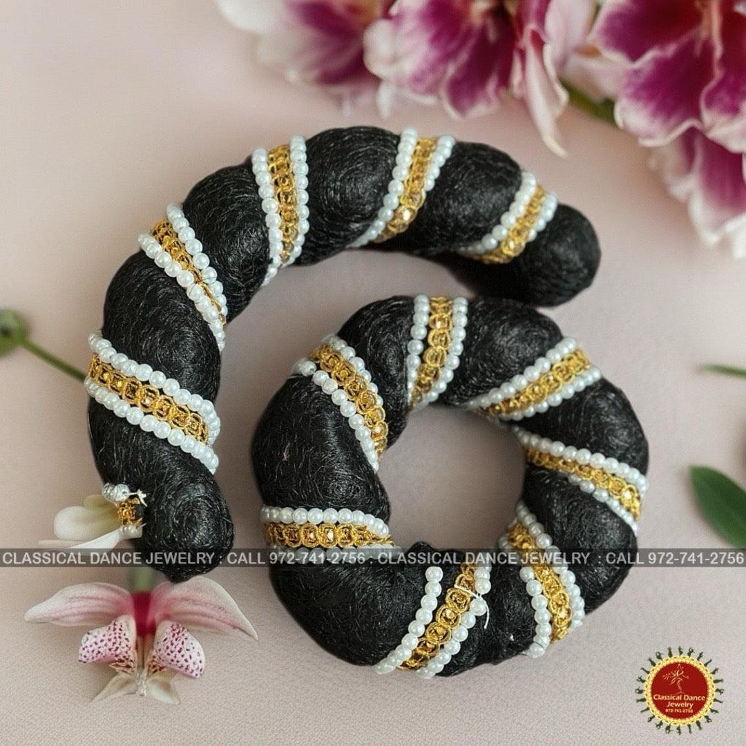 Pearls Hair Donut Ring Set | Rakodi Indian Jewelry | Bharatanatyam