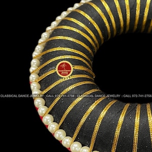 Pearls Lace Hair Hard Plastic Donut Ring Small Rakodi Indian Jewelry Bharatanatyam Kuchipudi Dance Weddings Classical Dance Jewelry image 4