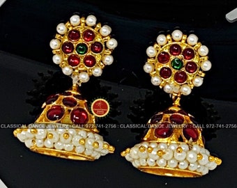 Kemp temple Indian jewelry Earrings | EA-02 | Bharatnatyam, Kuchipudi, Parties, Engagement, Weddings, Birthdays | Classical Dance Jewelry