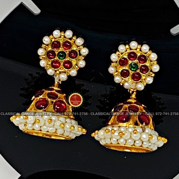Kemp temple Indian jewelry Earrings | EA-02 | Bharatnatyam, Kuchipudi, Parties, Engagement, Weddings, Birthdays | Classical Dance Jewelry