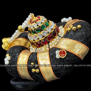 Pearls Kemp Hair Andal Kondai Bun | Rakodi Indian Jewelry | Bharatanatyam/Kuchipudi Dance/ Weddings and Events | Classical Dance Jewelry