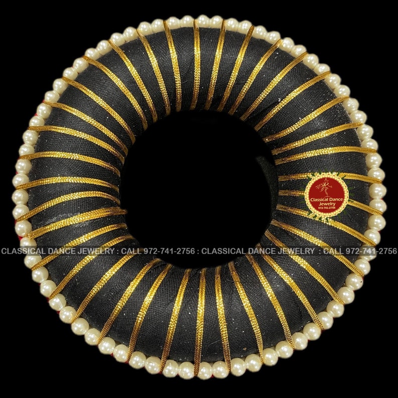 Pearls Lace Hair Hard Plastic Donut Ring Small Rakodi Indian Jewelry Bharatanatyam Kuchipudi Dance Weddings Classical Dance Jewelry image 5