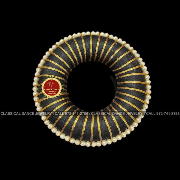 Pearls Lace Hair Hard Plastic Donut Ring | Small | Rakodi Indian Jewelry | Bharatanatyam Kuchipudi Dance Weddings | Classical Dance Jewelry