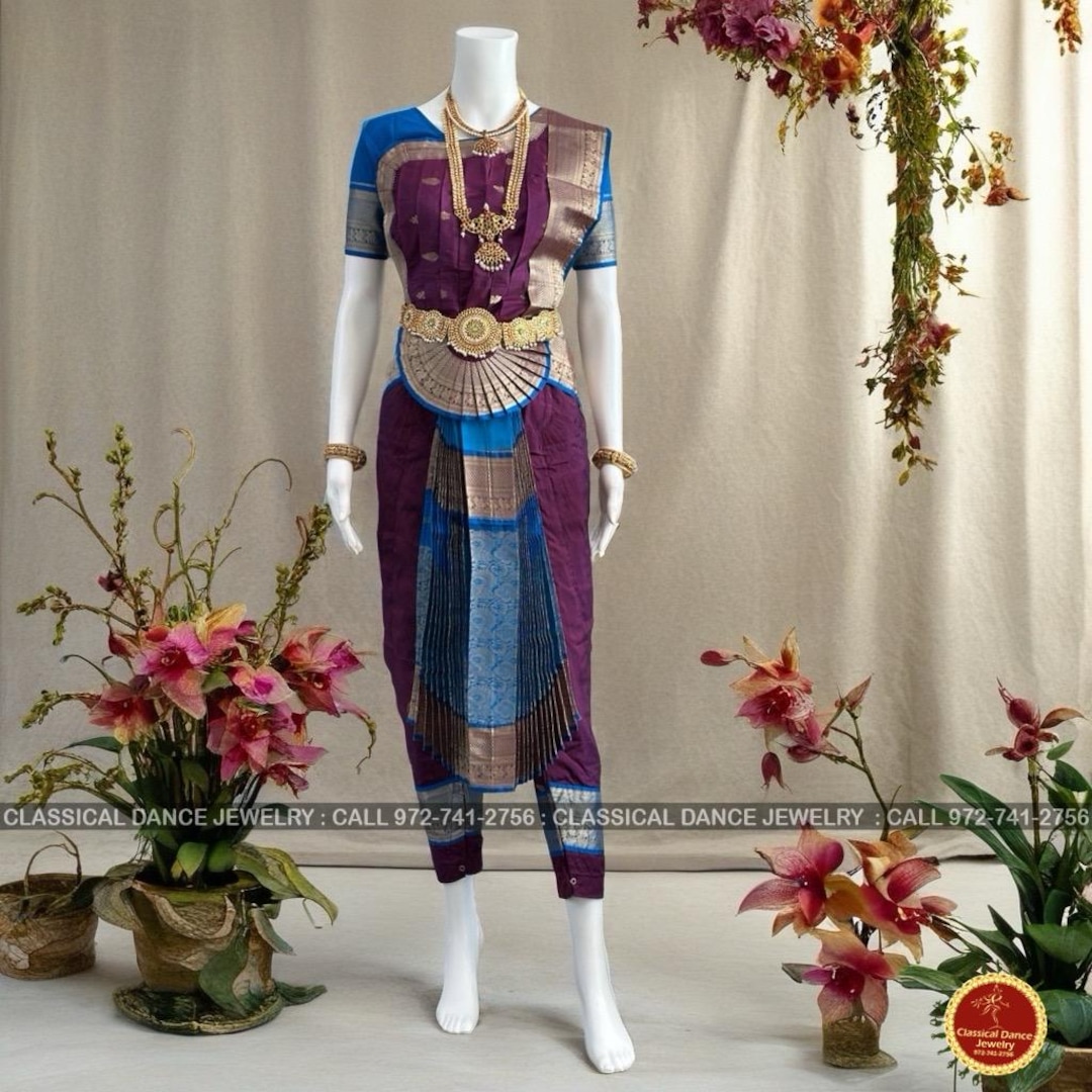 Sri Rama Costumes WINE Rosewood RAMA BLUE 40 Inch Pant Length Bharatanatyam Dance Costume ...