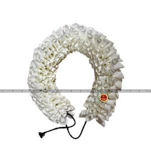 WHITE Satin folded Round Cut Flowers | Bharatanatyam Kuchipudi Dance flowers | 12 in | veni kondai | Classical Dance Jewelry