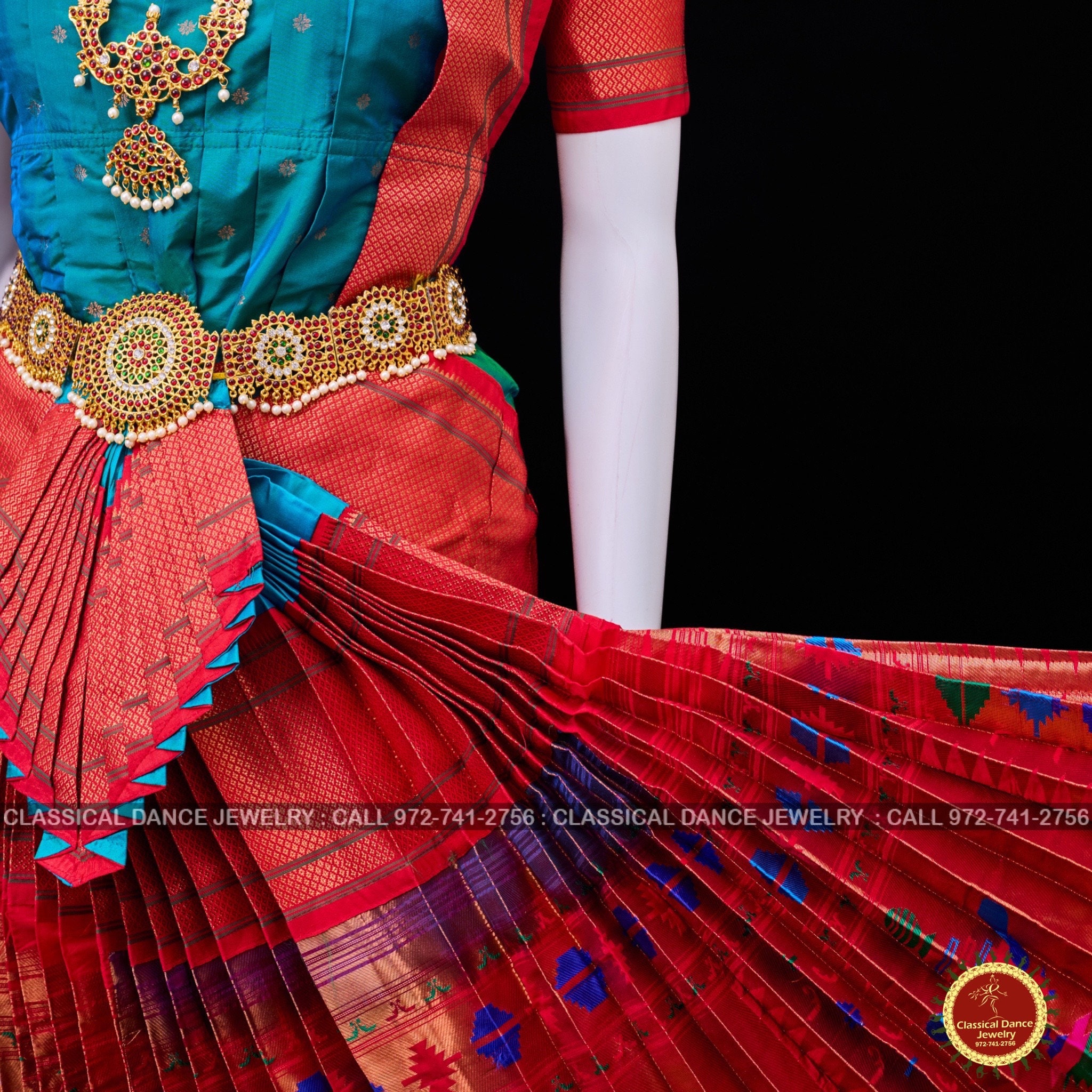 Sri Rama Costumes RAMA GREEN RED Bharatanatyam Costume | 40 Inches Length Pant Size ...