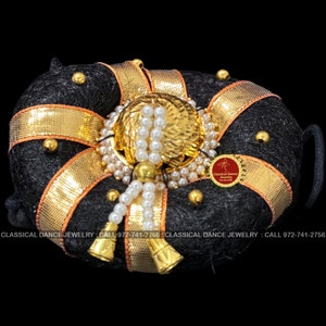 Pearls GOLD Hair Andal Kondai Bun | Rakodi Indian Jewelry | Bharatanatyam/Kuchipudi Dance/ Weddings and Events | Classical Dance Jewelry