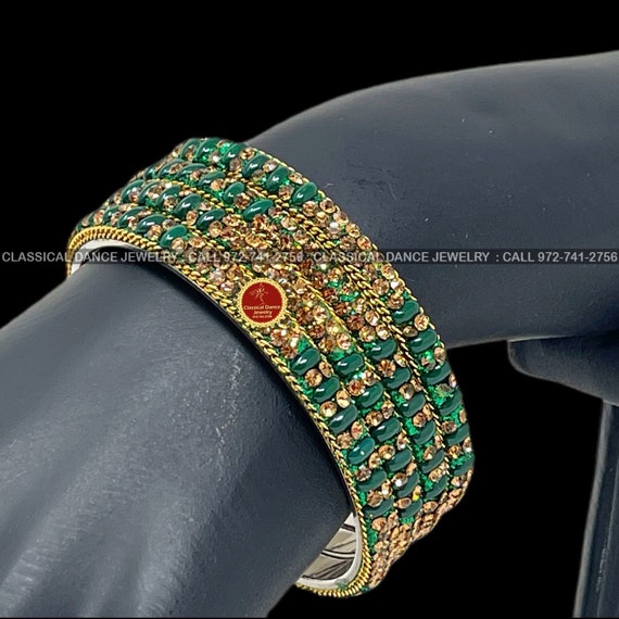 Green stone gold bangles top