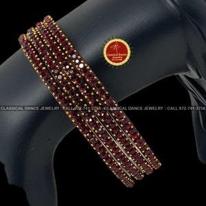 Maroon Stone Indian Jewelry Bangles | Bharatnatyam, Kuchipudi, Weddings, Birthdays |  Classical Dance Jewelry
