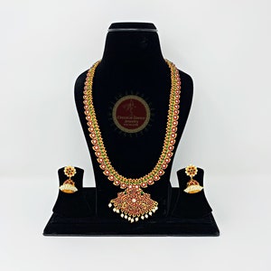 Kemp temple Mango Mala Haram Indian Jewelry | Medium | Bharatanatyam, Kuchipudi, Engagement, Weddings, Birthdays | Classical Dance Jewelry