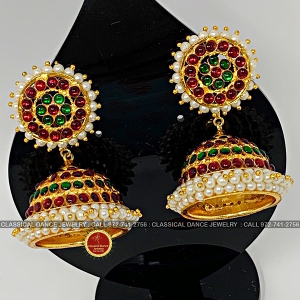 Big Kemp Temple Indian jewelry Earrings | EA-05 | Bharatnatyam, Kuchipudi, Engagement, Weddings, Birthdays | Classical Dance Jewelry