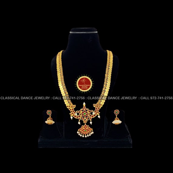 Kempu Kaasumala Peacock Pendant Temple 