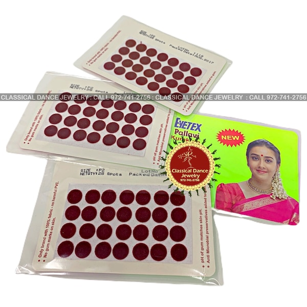 P2 Bindi Sticker Kumkum Maroon | Eyetex Round | Bharatanatyam Kuchipudi Dance Weddings Events | Classical Dance Jewelry