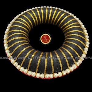 Pearls Lace Hair Hard Plastic Donut Ring Small Rakodi Indian Jewelry Bharatanatyam Kuchipudi Dance Weddings Classical Dance Jewelry image 3