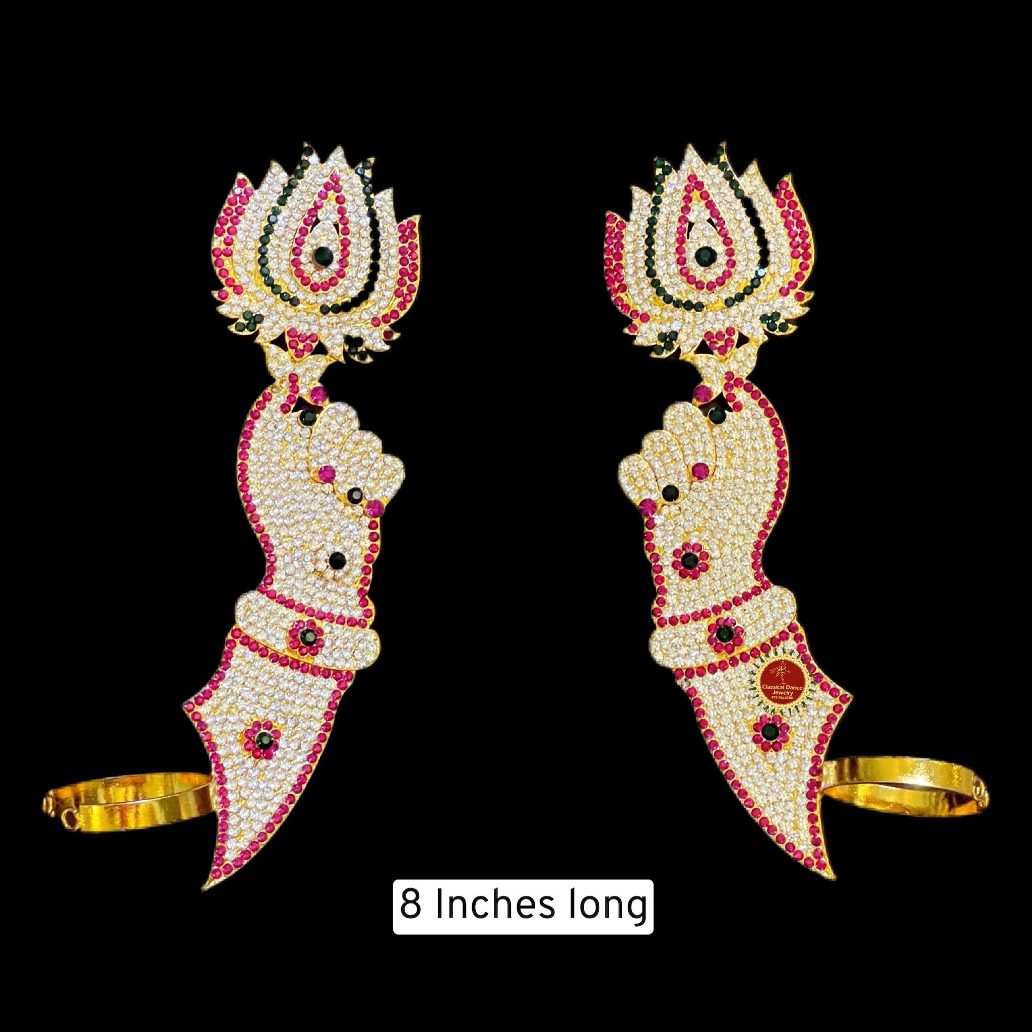 Goddess Varalakshmi Stone Lotus Hands | Ammavaru Amman Designer Pooja Festivals Wedding | 8 inches Size | Classical Dance Jewelry