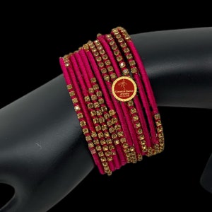 MAGENTA filo ORO Pietra tempestata 12 Bangles Gioielli Set / Bharatnatyam Kuchipudi Matrimoni, Compleanni / Gioielli di danza classica