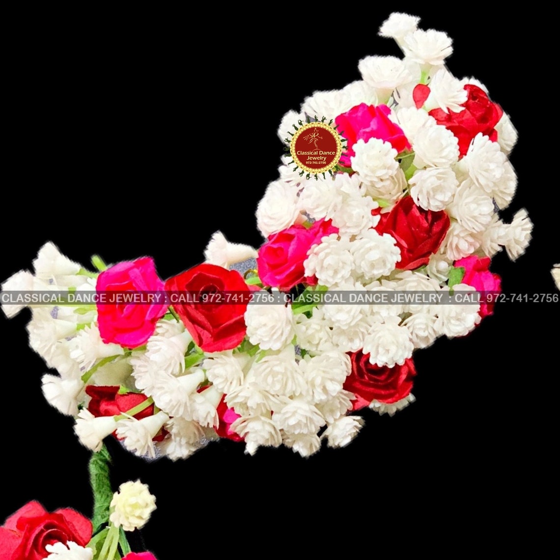 Babys Breath Pink and Red Flowers Veni Indian Hair Piece Etsy