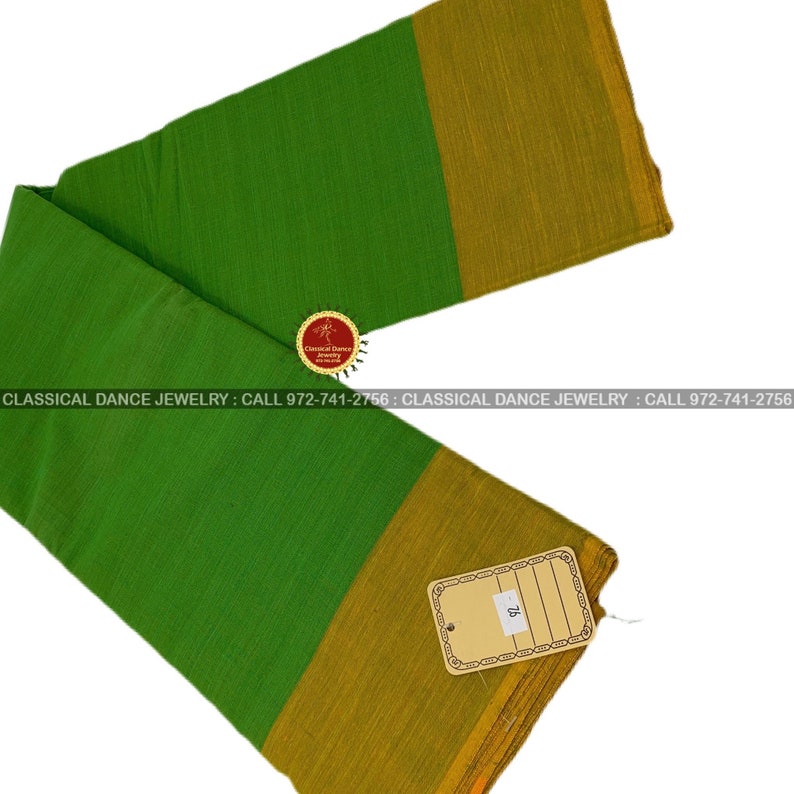 Kuchipudi Classical Dance Jewelry halfsareeKalakshethra sarees Bharatnatyam Parrot Green Mustard Border Dance practice sarees