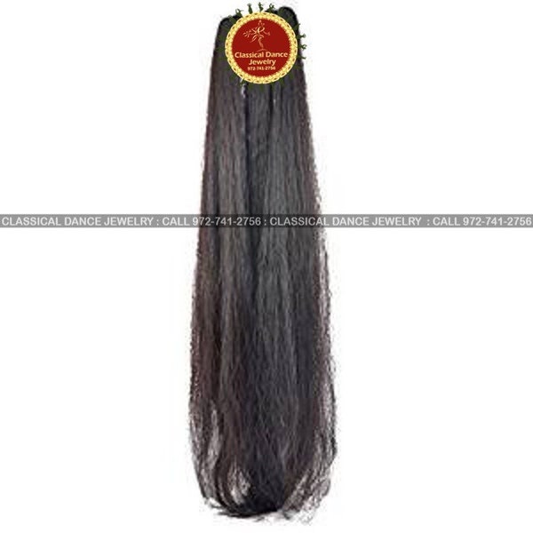 Nylon False Hair Extensions Black | Bharatanatyam/Kuchipudi Dance/ Weddings Events | Classical Dance Jewelry