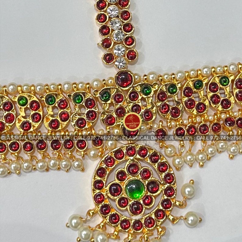 Red GREEN KEMPU Temple Indian Jewelry Headset Bharatnatyam Etsy