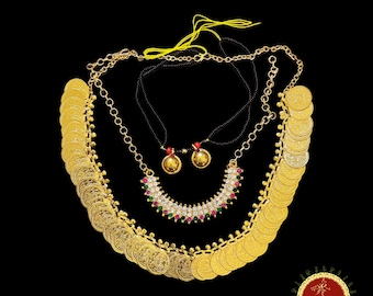 Varamahalakshmi NECKLACE KAASUMALA NALLAPUSALU Set | Ammavaru Amman Pooja Festivals Wedding | Classical Dance Jewelry