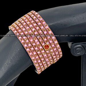 Light Pink Stone Studded Indian Jewelry 8 Bangles Set | Bharatnatyam, Kuchipudi, Weddings, Birthdays |  Classical Dance Jewelry