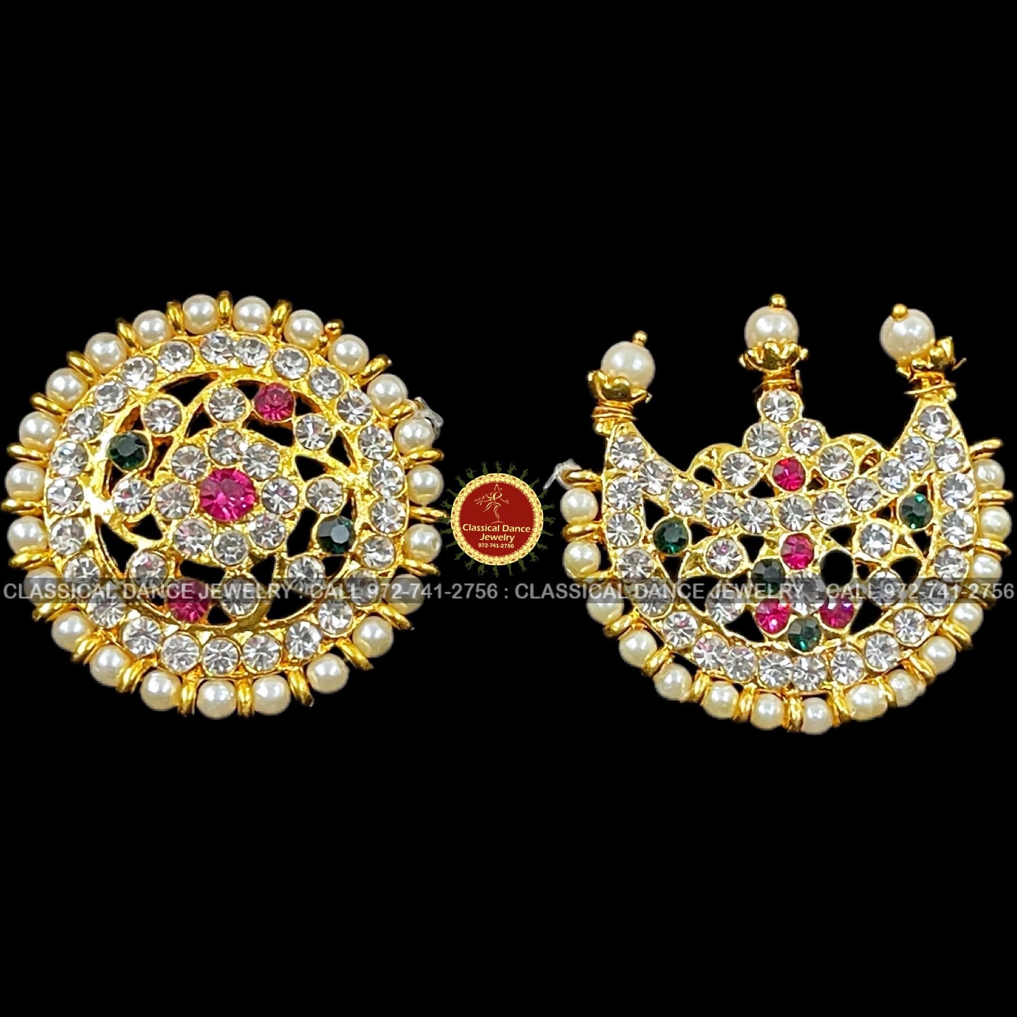 WHITE STONE MULTI Surya Chandra Indian Jewelry | Sun Moon