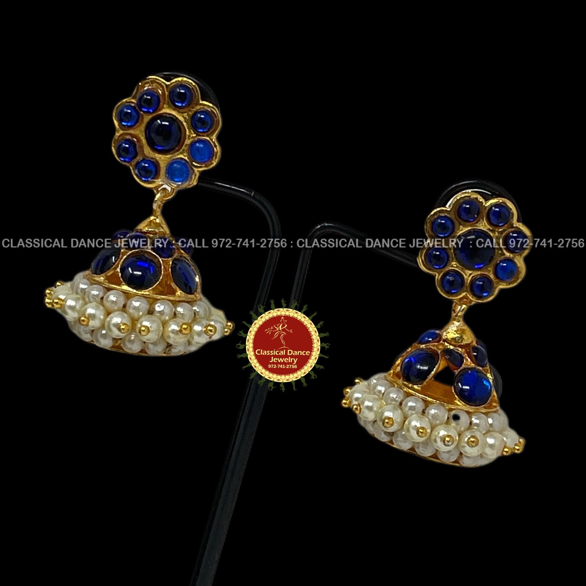 Traditional Simple Blue Addiga Necklace Pearls Temple Indian