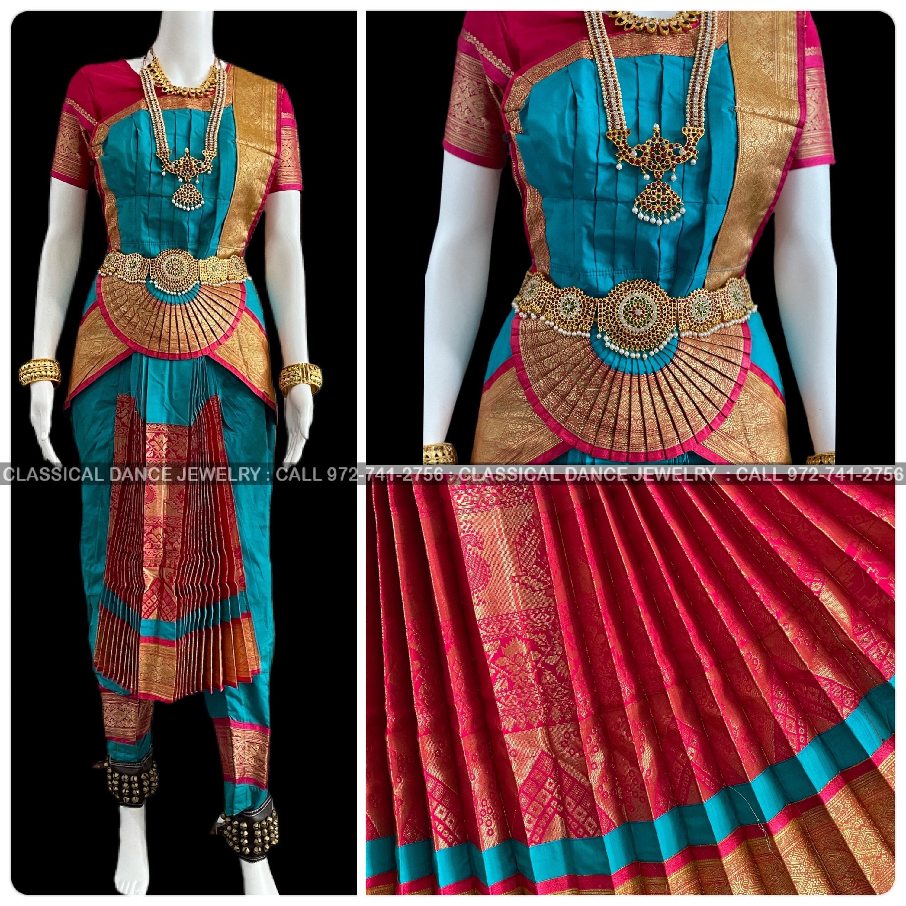 Turquoise Blue Pink Bharatanatyam 38 