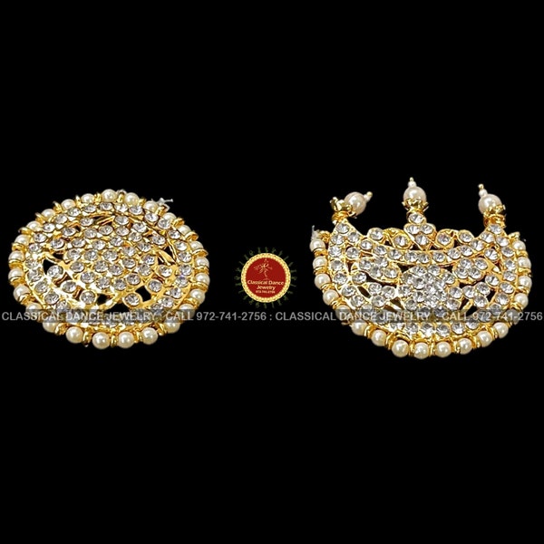 Kemp temple Surya Chandra Indian Jewelry | White Sun Moon | Bharatnatyam, Kuchipudi, Engagement, Weddings | Classical Dance Jewelry