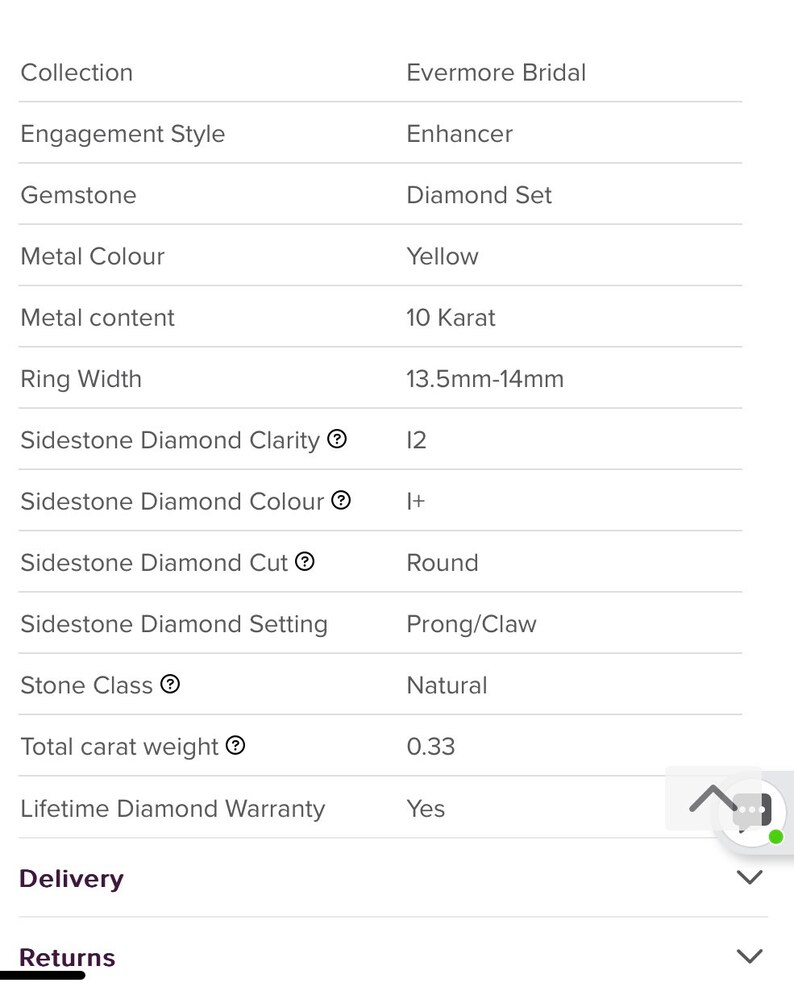 Michael Hill Solid 10K White Gold 0.33ct Diamond Enhancer Ring RRP 1,700 Etsy Australia