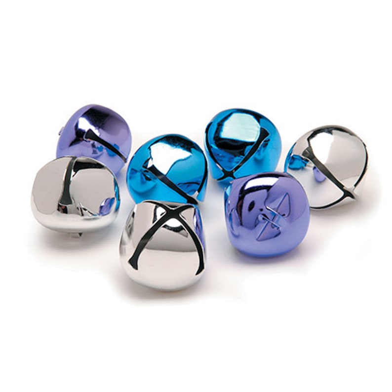 Assorted Blue Purple Silver 8 Pieces Jingle Bells