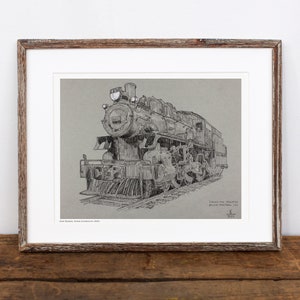 Steam Locomotive Art Print | 8.5x11 Pen and Ink Train Illustration by Alex Kasyan | Gift Idea