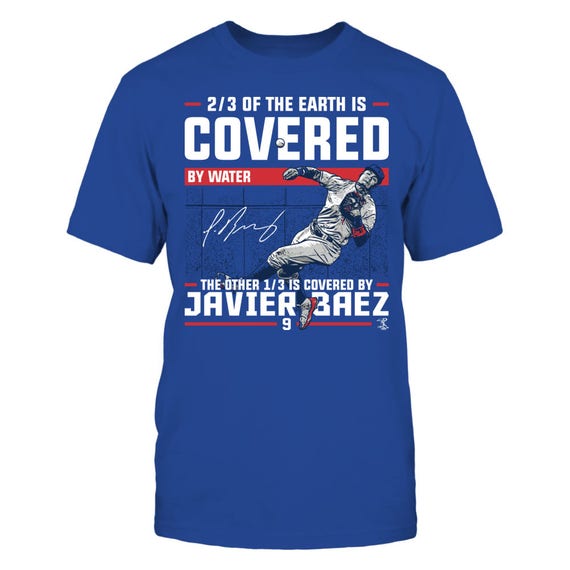 FanPrint Javier Baez T-Shirt - Covered by - Men's Premium T-Shirt - Illinois - - Officially Licensed Fashion Sports Apparel