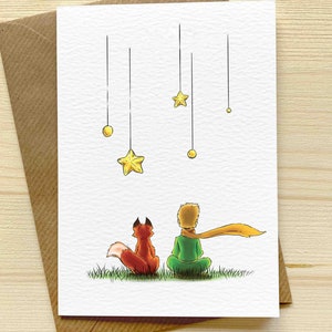 Il Piccolo Principe - Biglietto d'auguri - Ispirato al Piccolo Principe Art Decor Card con busta