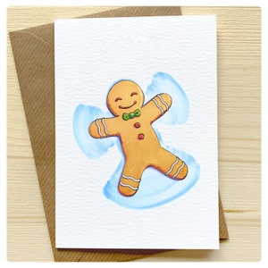 Gingerbread Man Snow - Biglietto di auguri - Biglietto di auguri per Natale, vacanze invernali, decorazioni artistiche con busta