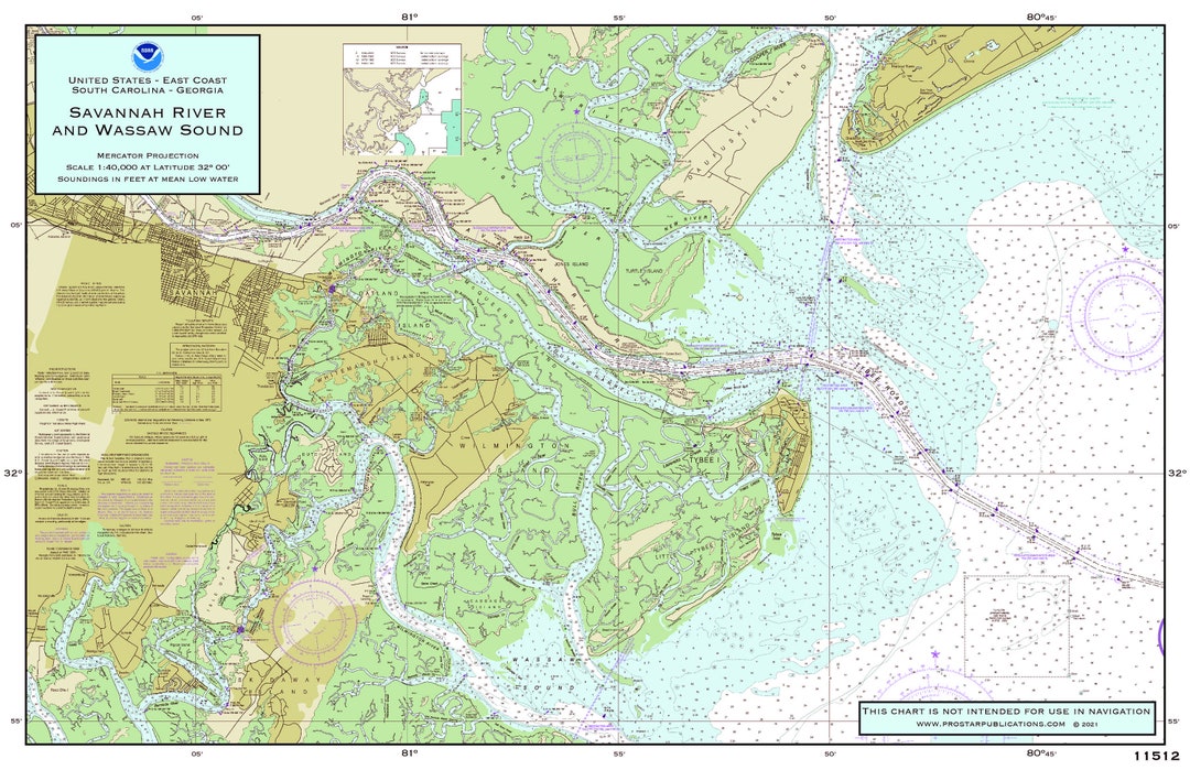 Savannah River & Wassaw Sound Map 1997 - Nautical Chart Print | Historical Navigation Chart of Coastal Georgia