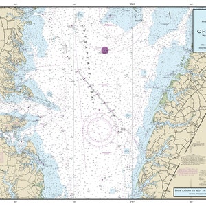 May include: A nautical chart of Chesapeake Bay, Virginia and Maryland, showing Wolf Trap to Smith Point. The chart is printed in black and white with blue and pink accents. The chart includes depth soundings, navigational aids, and other important information for boaters.