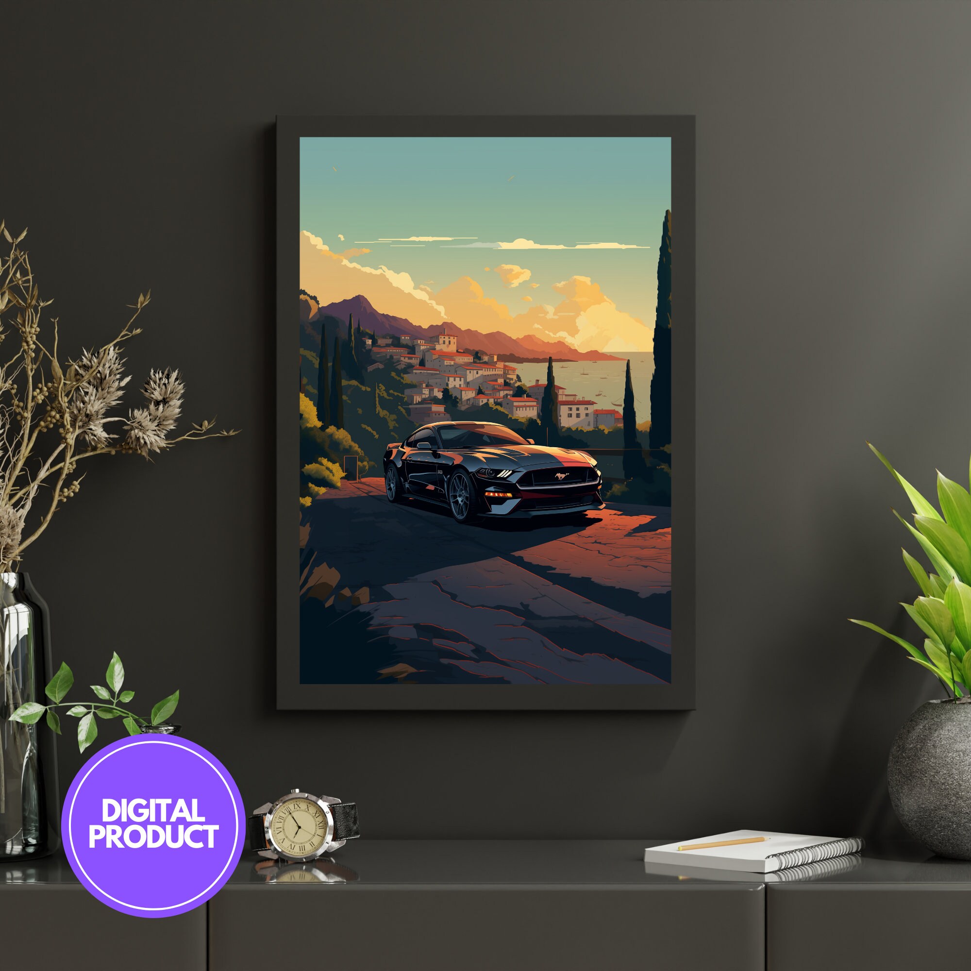 Digital Printable Mustang Car Poster, Supercar Print, Vintage Car Print ...