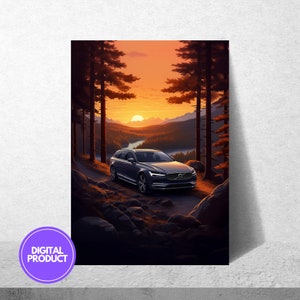 レトロ☆北欧☆VOLVOボルボ　トラクター　プリント額装 Volvo poster - Etsy 日本